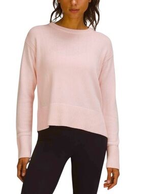 Lululemon Cashlu Boxy Crewneck Sweater Pink Cashmere Blend Pullover Sz M/L